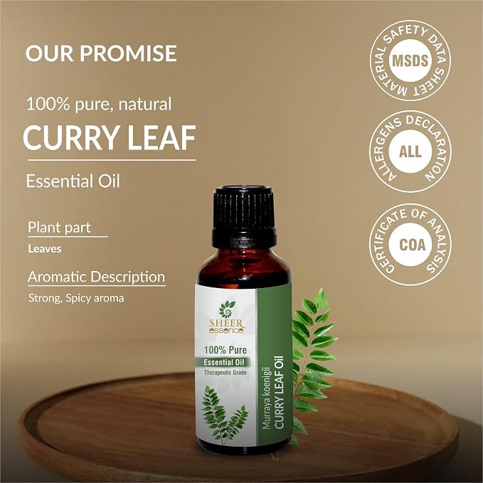 Curry Leaf Oil (Murraya Koenigii) Essential Oil 100% Pure Natural Undiluted Uncut Therapeutic Grade Oil 0.16 Fl.OZ
