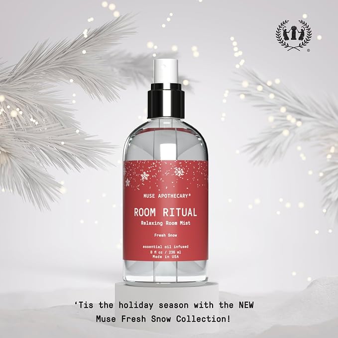 Muse Apothecary Room Ritual - Room Spray, Aromatic and Relaxing Room Mist, Air Freshener Spray, Infused with Natural Aromatherapy Essential Oils - 8 oz, Fresh Snow, 2 Pack
