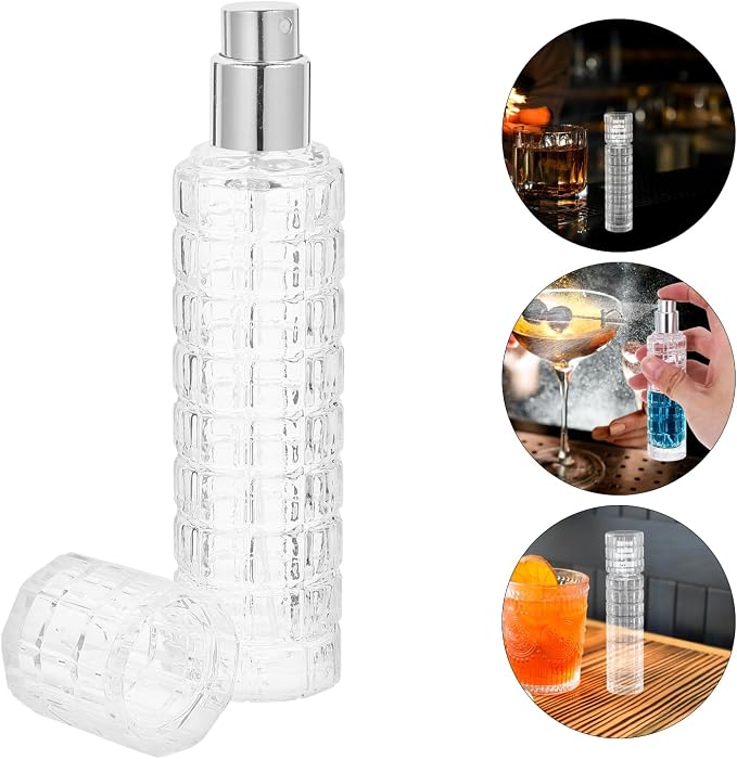 Cabilock 1 oz Glass Cocktail Atomizer, Refillable Bitters Sprayer Bottle, Empty Fine Mist Spray Bottle for Vermouth, Cocktail Garnish, Bar Tools, Travel and Small Liquid Storage