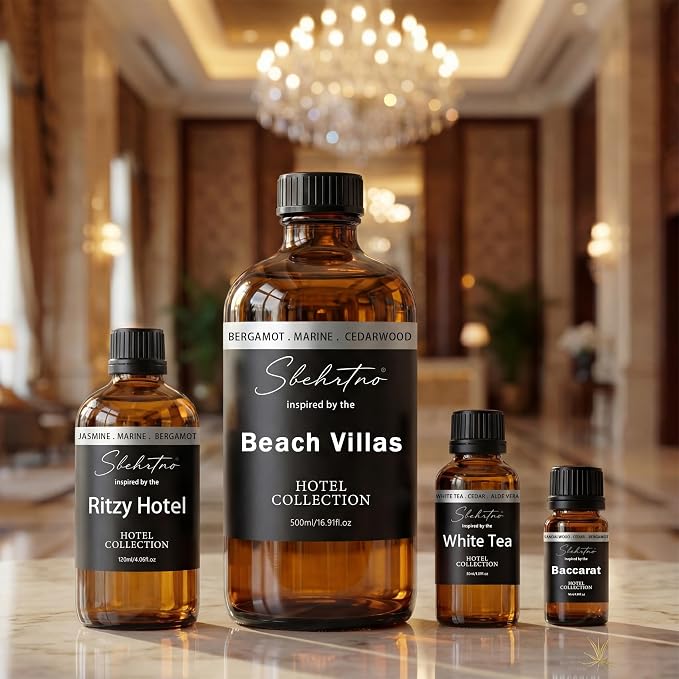 Hotel Collection Diffuser Oil – Inspired by The Beach Villas Hotel Scent, Marine Notes & Cedarwood– for Essential & Waterless Diffusers (4 Fl Oz (Pack of 1))
