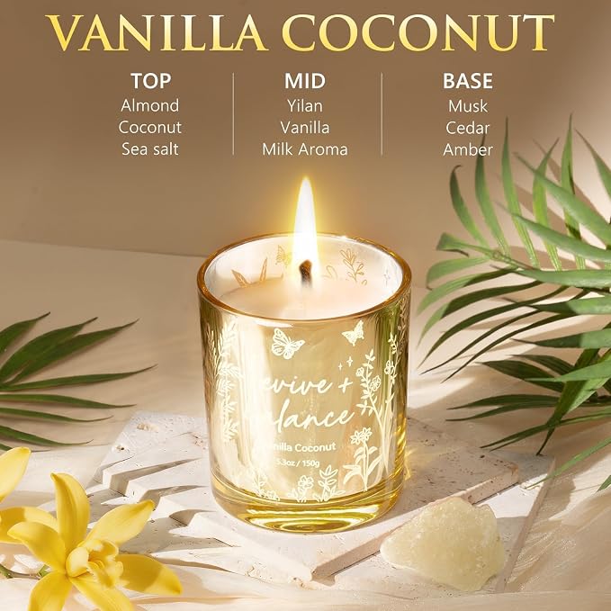 Scented Candles for Women, 3 Pack Candle Set Soy Candles for Home Scented Holiday Votive Candle Gifts Set, Mothers Day Birthday Gifts for Women Mom Her - Vanilla Coconut/Sandalwood Rose/Lemon Lavender