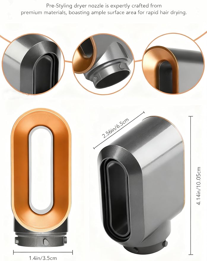 Pre-Styling Dryer Attachment Nozzle Replacement for Air wrap HS01 HS05 HS08 Accessories Part 969759-01, Pre-Shaped Nozzle Attachment,Nickel/Copper