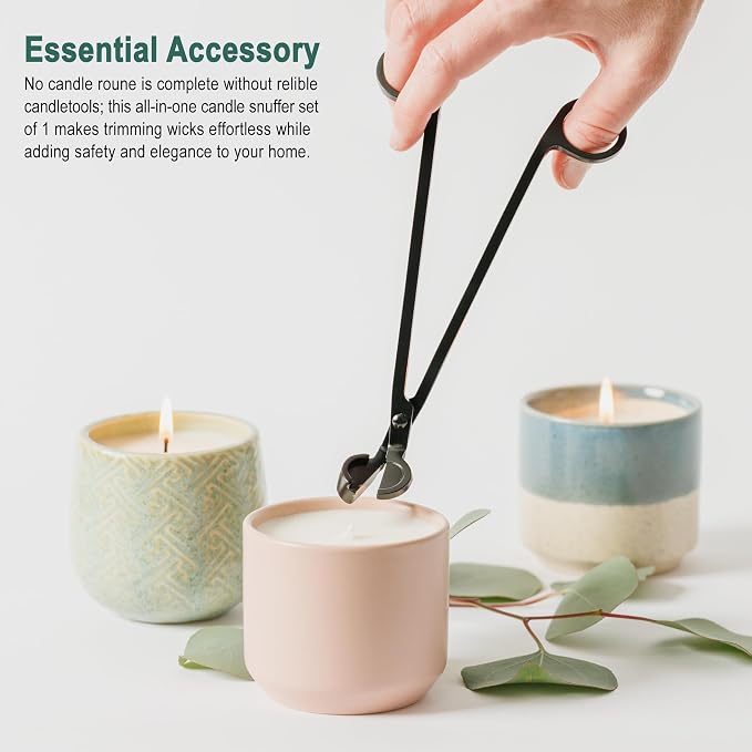 The Growing Candle Wick Trimmer, Stainless Steel Accessories for Candles, Cutter Kit for Trimming, Black