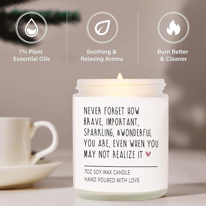 Afterprints Scented Candles - Inspirational Gifts for Women, Birthday Gifts for Her, Encouragement/Get Well Soon/Cheer Up/Positive Gift for Friends, Coworker, Sister, Natural Soy Candle 7Oz