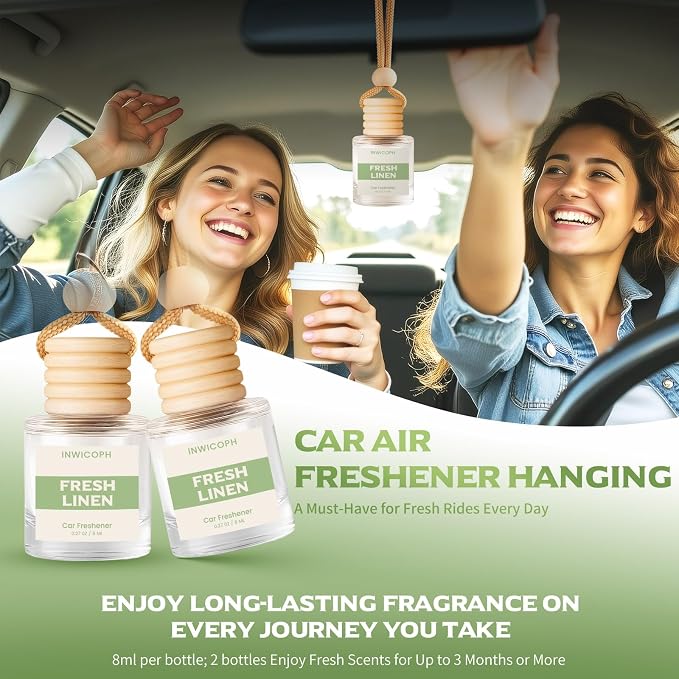 Car Air Freshener Diffuser Hanging, Fresh Linen Fragrance Oil