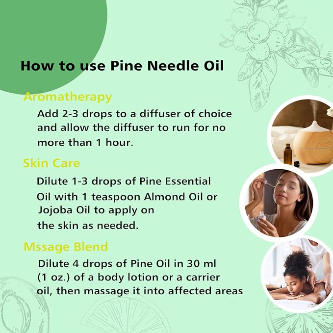 GM Gumili Pine Needle Essential Oil 1 Oz - 100% Pure & Natural Pine Oil for Diffuser, Skin, Massage & Aromatherapy - Fresh Pinus Essential Oils Fragrance