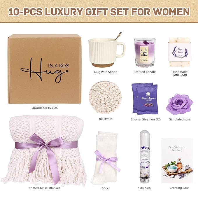 Birthday Gift for Women, Get Well Soon Self Care Package, Unique Spa Gift Basket Set Thank You Gifts for Women Mom Grandma Wife Best Friend Sister Her Mothers Day