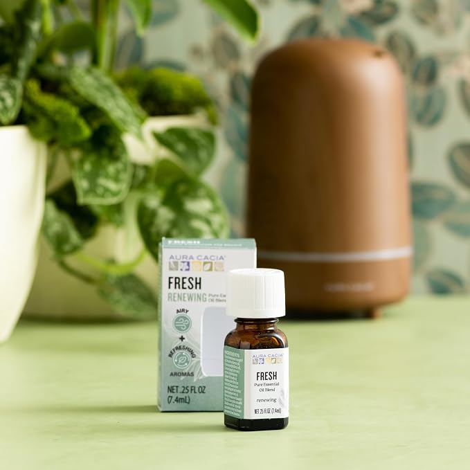 Aura Cacia Fresh Essential Oil Blend, Boxed 0.25 fl. oz. - Light Aroma, No Synthetic Fragrances