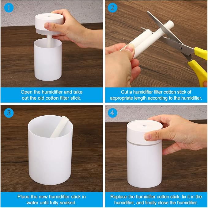 PATIKIL Humidifier Cotton Filter Sticks, 10 Pcs Refill Sticks Filter Wicks Replacement for USB Mini Humidifiers Portable Diffuser (5.91'' x 0.28''), White