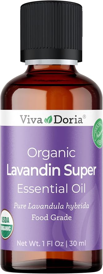 Viva Doria Lavandin Essential Oil, USDA Certified, Organic Lavandin Oil (Super Variety) 100% Pure, Natural Essential Oil, Undiluted, for Aromatherapy | Food Grade, 30 mL (1 Fluid Ounce)