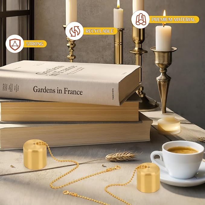 2Pcs Candle Snuffer Vintage,Tiki Torch Snuffer Decorative Flame Cover, Polished Chain Brass Candle Wick Cover Snuffer for Candle Lovers Candle Accessories