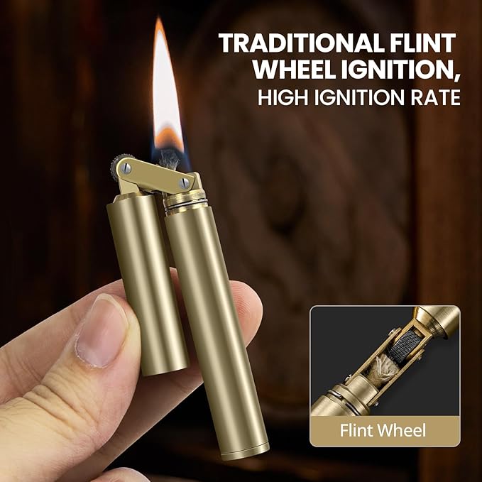 CHOICEDC Vintage Lighter, Cool Trench Lighter, Unique Kerosene Lighters Fluid Refillable, Antique Brass Lighters, Novelty Gifts for Men Dad Husband