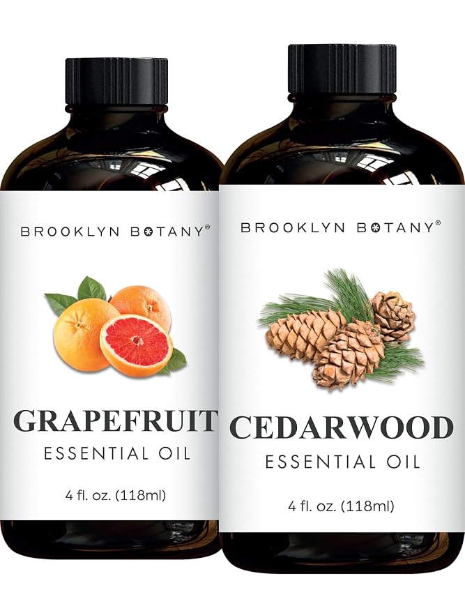 Brooklyn Botany Grapefruit & Cedarwood Essential Oils – 4 Fl Oz (Pack of 2) – 100% Pure & Natural – Refreshing & Grounding Aromatherapy Blend