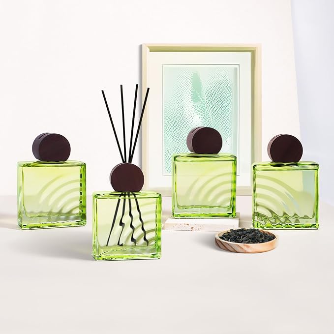 6.76 oz Zen Tea Scent Diffusers with 8 Fiber Sticks,200ml Reed Diffuser for Bathroom Room Air Freshener, Last up for 40 Days