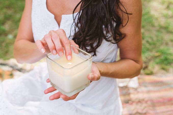 Lotion Candle - Warm Tobacco & Coriander Scented Massage Candles for Self Care, 10 Oz. Soy Wax Candle with Essential Oil Blends, Coconut Oil, and Vitamin E, 55 Hour Burn Time