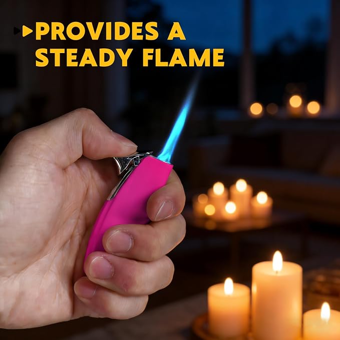 2 Pack Torch Lighter Butane Lighter,Refillable Mini Lighter for Candles Fireworks,Gifts for Friends Or Family Members(NO PREFILLED) (Pink)