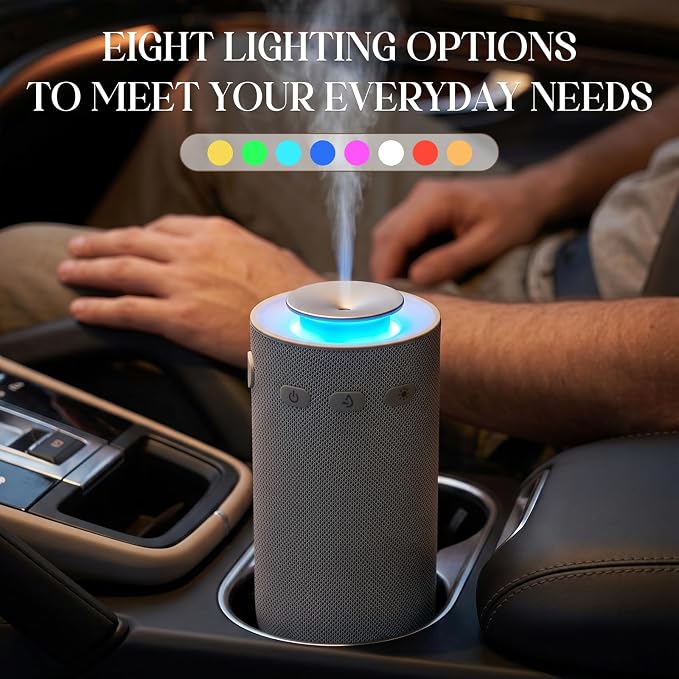 Stillstorm Waterless Diffuser for Essential Oil, Portable Aromatherapy Diffuser, Car Air Freshener with 8 Light Colors, Fabric Material Scent Air Machine for Home, Office, Essential Oils Excluded