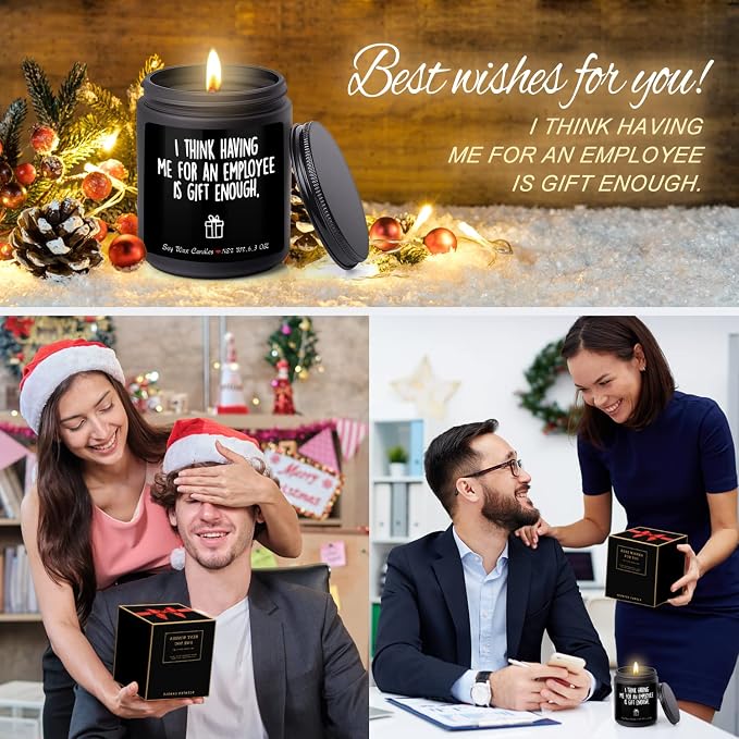 Boss Gifts for Men,Funny Christmas Gift for Boss,Vanilla Milk Scented Candles,I Think Having Me for an Employee is Gifts Enough,Perfect Boss Naughty Idea Gift for Men in Boss Day