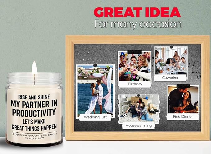 Coworker Sarcasm Vanilla Candle - Partner in Productivity - Chaos Coordinator Gifts Coworker Leaving Inspirational Farewell Gift Work Friend Employee