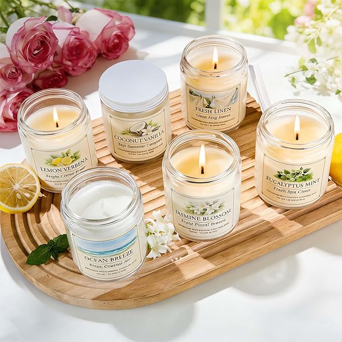 YINUO LIGHT 6 Pack Scented Candles Gift Set, 42 oz Soy Wax Glass Jar Candles for Home, Up to 300 Hour Burn, Aromatherapy Candle Set, Birthday Housewarming Gifts for Women Mom