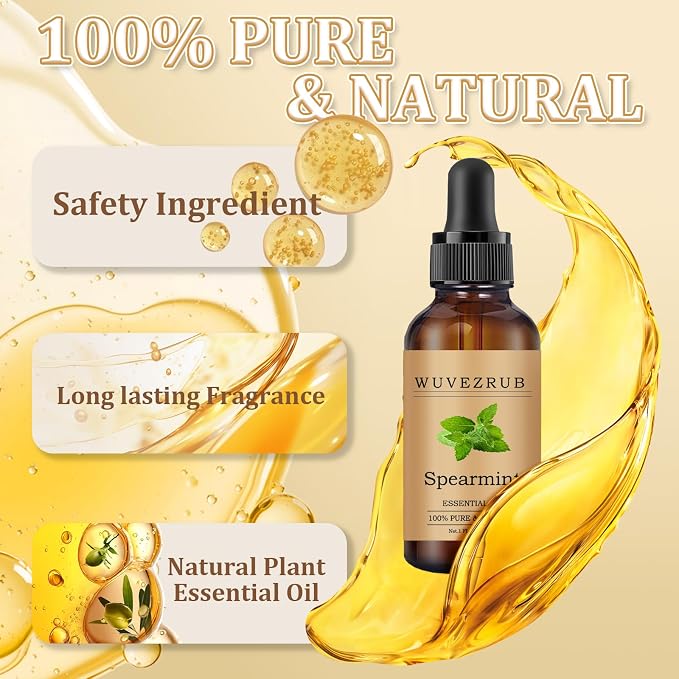 Spearmint Essential Oil 30ML - 100% Pure and Natural Oils for Aromatherapy Diffuser - 1 Fl Oz/Spearmint