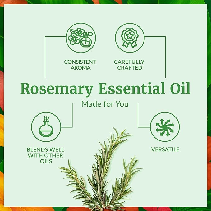 SVA Rosemary Essential Oil – 4 Fl Oz - for Diffuser, Skin & Hair Care – Ideal for Aroma, Massage & DIY Blends– with Dropper
