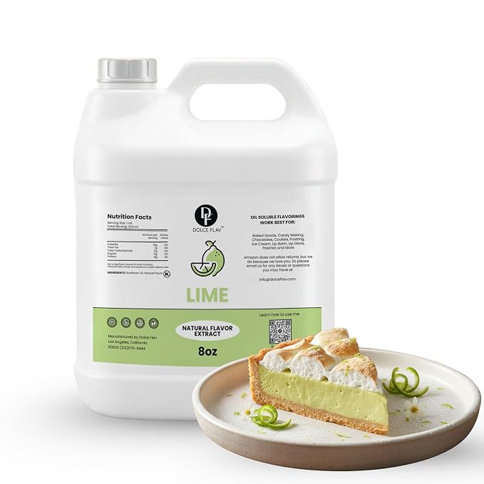 Dolce Flav Natural Lime Extract – 8 Ounce Oil-Soluble Kosher, Sugar-Free, Concentrated Citrus Lime Flavor for Candy, Chocolates & Desserts