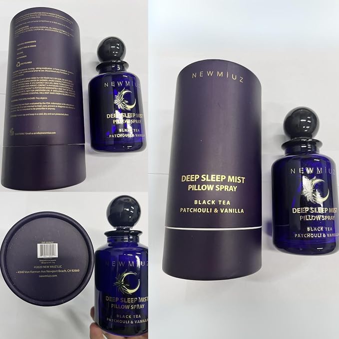 Deep Sleep Pillow Spray Natural Aromatherapy Mist for Sleep Relaxation Calming Stress Relief Patchouli Black Tea Vanilla Essential Oils Self Care Gift