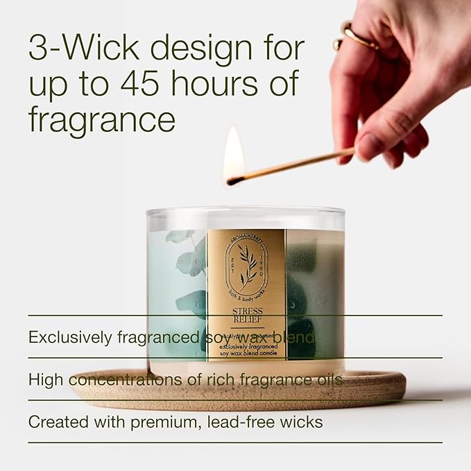 Bath & Body Works Eucalyptus Spearmint 3-Wick Candle - Scented Candle for At-Home Use - Long-Lasting, Room-Filling Fragrance - High Fragrance Oil Concentration - Soy Wax Blend