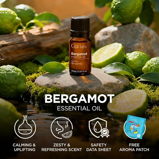 100% Pure Bergamot Essential Oil - 0.34 Fl Oz - Bergamot Oil for Hair, Skin, Diffuser, Aromatherapy & DIY Candle Making Scent