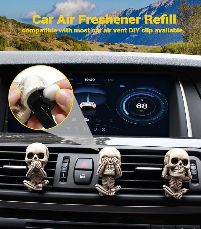 10 Pack Car Air Vent Clip Freshener Refills Solid Fragrance - 5 Scents Replacement Pads Car Fresheners Long Lasting - Variety Scent Refill - Cedarwood, Lemon, Ocean, Peach, Lavender