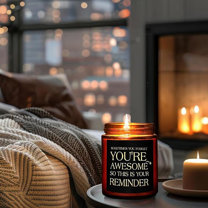 Inspirational Candles for Women Men - Unique Birthday, Appreciation, Relaxation - Gift for Her Him Sister Son Daughter Best Friend Coworker - Mahogany Teakwood Scented Soy Candle for Home