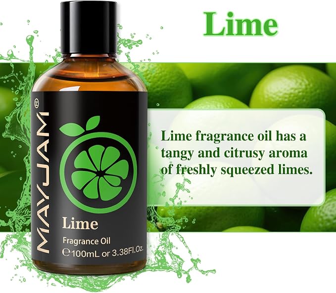 MAYJAM 100ML/3.38FL.OZ Lime Fragrance Oils with Glass Dropper, Essential Oils for Diffusers, Long Lasting Scented Oils for Soap Candle Making