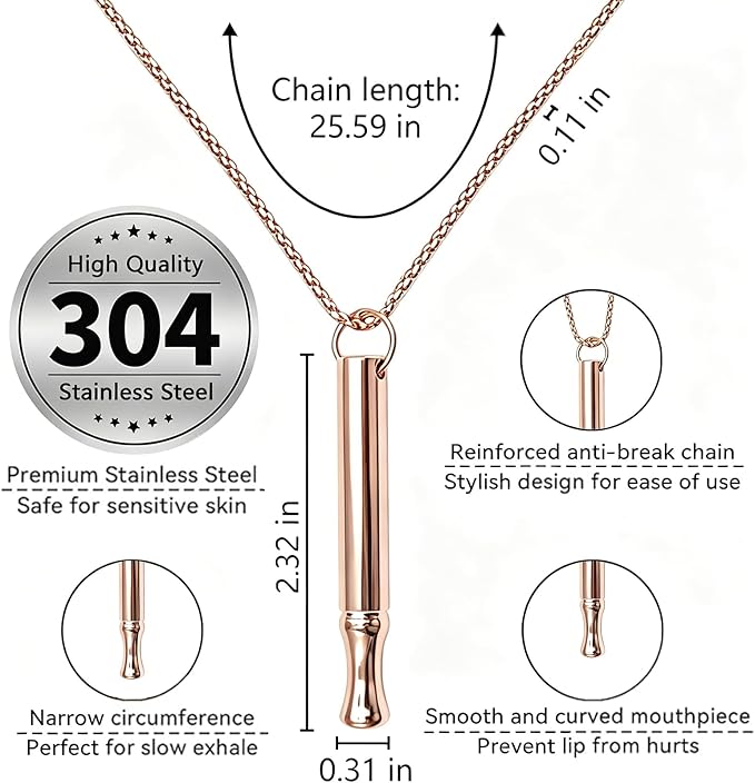 LAMKHOO Breathing Necklace to Quit Smoking and Vaping - Refillable Essential Oil Diffuser, Fidget Necklace for Anxiety Relief, Smokeless Inhaler with 4 Cotton Pods