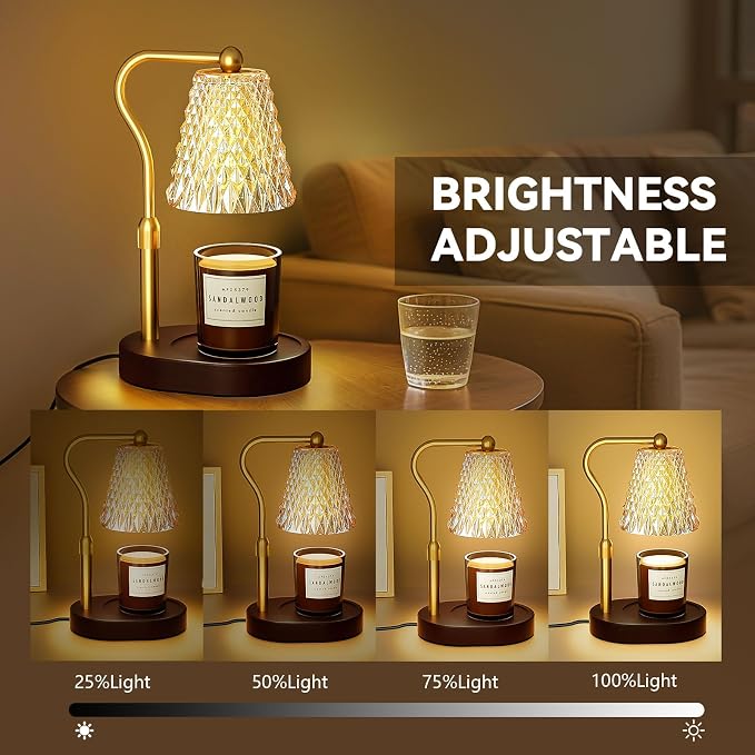 Candle Warmer Lamp with Timer Dimmable, Birthday Gifts for Women Mom, House Warming Gifts New Home Decor, Wax Melt Warmer for Jar Candles with 2 Bulbs