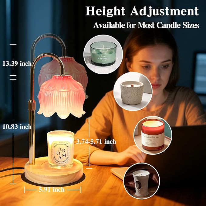 GEEZO Fragrance Candle Warmer Lamp，Electric Candle Warmer with Timer & Dimmer，Mom Christmas Birthday Gifts for Women, House Warming Gifts New Home Bedroom Decor