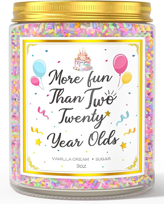 VEGISHINE 40th Birthday Candles Gifts for Women- 9 oz Happy Birthday Candle with Vanilla Birthday Cake Scent, Gifts for Women & Men, Friendship Ideas