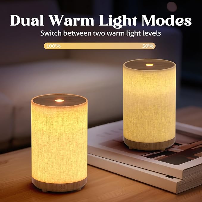 Essential Oil Diffuser with Fabric Cover & Lamp,Small Portable Aroma Diffuser for Home 120ml, Ultrasonic Aromatherapy Oil Diffuser with 7 Colors LED, Auto Shut-Off, Mini Humidifier for Bedroom,Plug In