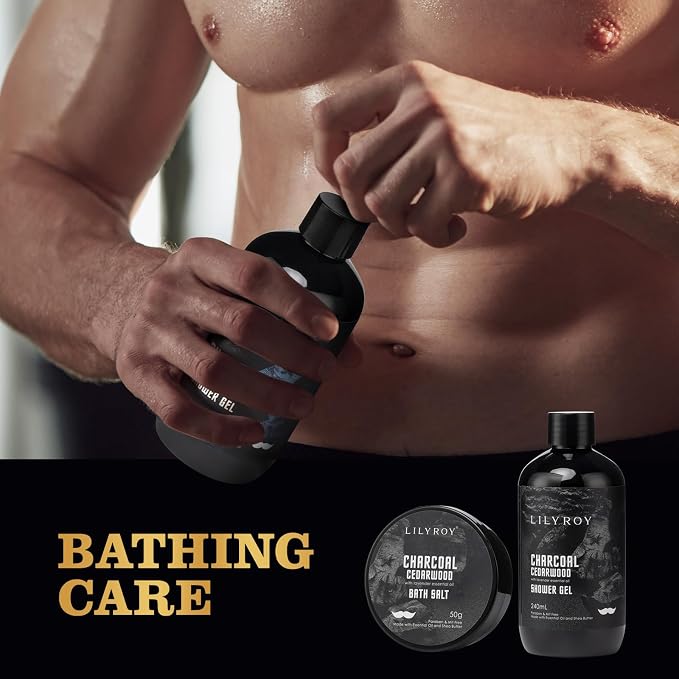 Fathers Day Gifts for Men - Bath and Beard Gift Set for Men, Bath & Body Care Kit for Him with Travel Bag | Gifts for Valentines Day, Christmas, Birthday, Spa Kit Travel Bag Gift for Dad
