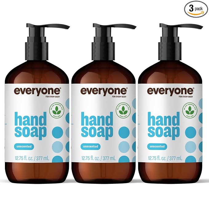 Everyone Liquid Hand Soap, 12.75 Ounce (Pack of 3), Unscented, for kitchen and bathroom