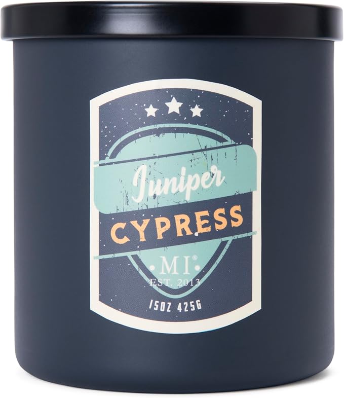 Manly Indulgence Juniper Cypress Scented Candles for Men, 2 Wick, 15 oz Premium Soy Blend Wax, 60H Burn, Candles for Home Scented – Made in The USA
