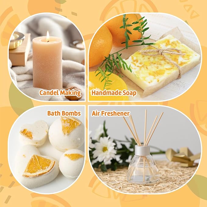 Citrus Essential Oils Set, Fruit Fragrance Oil for Diffusers,Scented Oil for Candle & Soap Making, Bitter Orange, Bergamot, Lemon, Grapefruit, Lime, Blood Orange, Aromatherapy Gifts