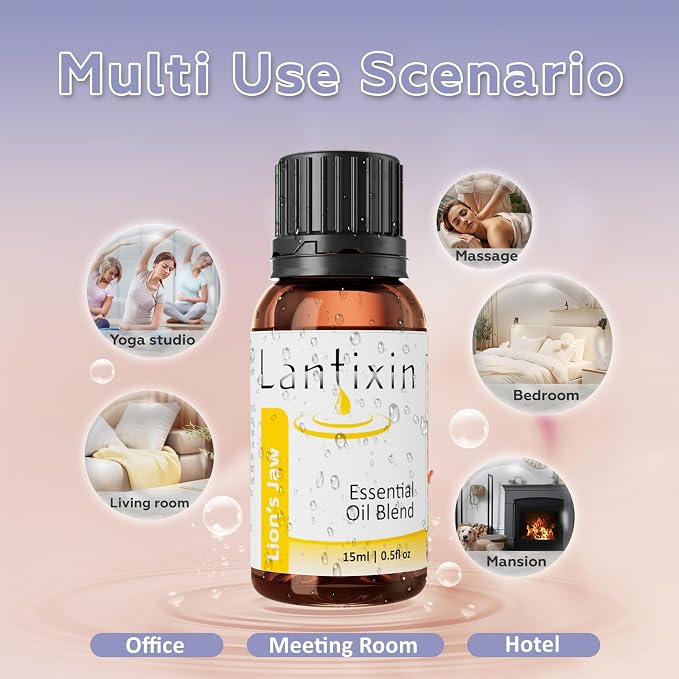 Lantixin Relaxing Essential Oil Blend – Clove, Fennel & Jasmine in Natural Base – Aromatherapy Scent for Diffuser, Sleep, Spa – for Humidifiers, Home, Hotel – 0.5 Fl Oz (Lion's Jaw Fresh)