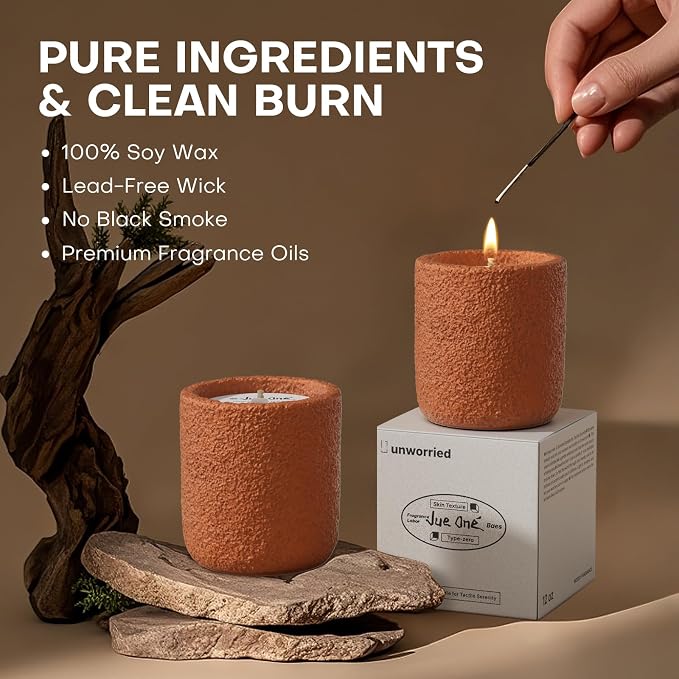 Scented Candles for Home, Natural Soy Wax Candle Gift Set, Non-Toxic Cement Jar Candles, Luxury Aromatherapy for Stress Relief, Highly Scented, Gifts for Women and Men, Cedar Aura