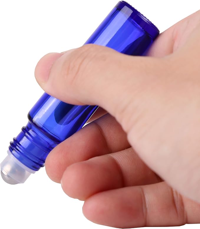 inice 12 Pack Essential Oil Roller Bottles 10ml Cobalt Blue Glass Bottles Stainless Steel Roll On Ball for Daily Care