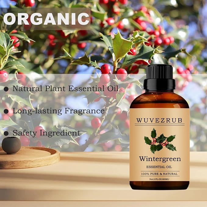 Wintergreen Essential Oils, 60ML Pure and Natural Essential Oil for Aromatherapy Diffuser - Wintergreen /2 Fl Oz