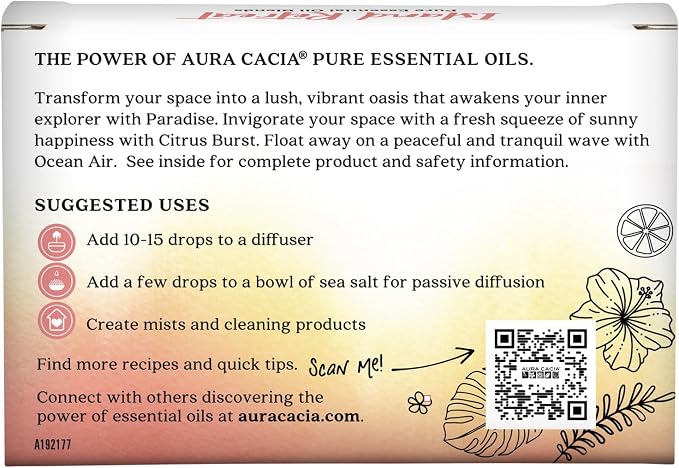 Aura Cacia Island Retreat Essential Oil Kit - Light Aroma, No Synthetic Fragrances