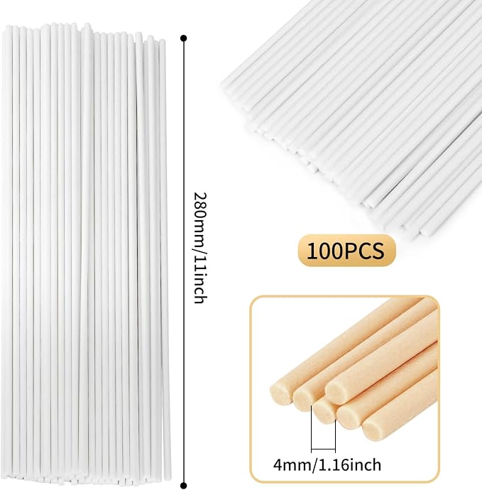 11 inch Diffuser Sticks 100 Pack, Diffuser Reeds Sticks Refill for Home and Bathroom, Diffuser Reeds Sticks for Scented Diffuser White