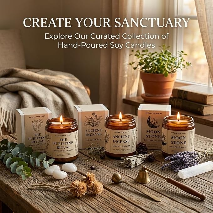 Nature Skin Shop The Purifying Ritual Botanical Odor Eliminator Soy Candle Smoke Neutralizer Vegan Home Fragrance 8 oz