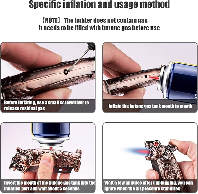 Torch Lighters with Jet Flame, Butane Lighter Refillable Box for Christmas, Windproof Candle Butane-Filled, Windproof Flame Outdoor (Without Fuel)